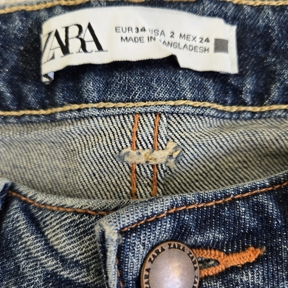 Zara Womens Slim Distressed High Rise Jean Size 2 - Picture 12 of 13
